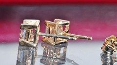 14k yellow gold stud earrings 0.85ct natural diamond vintage 1.3gr Ali403