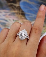 2.10 Ct White Diamond Art Deco Vintage Engagement Ring 925 Sterling Silver