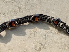 ❤️✨Genuine VINTAGE STERLING SILVER MARCASITE GARNET HEART ESTATE Tennis Bracelet