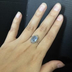 Sterling Silver Vintage Blue Topaz Art Deco Style Ring Size 6.5