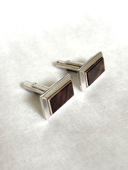 Vintage Japan Mid-Century Men’s Cufflinks Faux Shell Acrylic Silver Tone Retro
