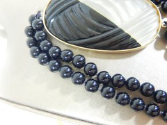 STERLING SILVER 925 CARVED FROSTED ROCK CRYSTAL & ONYX 36″ STATEMENT ONYX