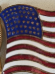1940’s USA Flag ENAMEL WAVING FLAG – 1 3/8” X 1” – Lapel Pin Vintage Military