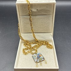 Hard to Find BLUEBIRD of Happiness, Vtg Gold Plated Rope Chain Necklace, OOAK