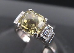 1.87ct GIA Ceylon No Heat Yellow Sapphire 0.45ct Diamond Platinum Ring Size 5.75