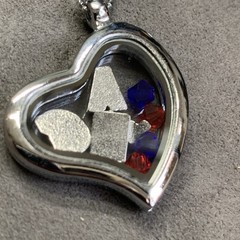 Vintage Heart Shape Locket With Mini Charms, Magnetic Close 16” Beaded Chain