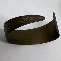 Vintage Celtic Knot Brass Cuff Bracelet Viking Norse Dragon Longship Wide Band