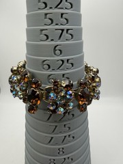 DeLizza & Elster (D &E) Juliana Cognac & Iridescent AB Rhinestone Bracelet 6.75”