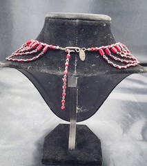 Vintage MIRIAM HASKELL Red Beaded Adjustable 11.75″ to 14″ Necklace/Chocker
