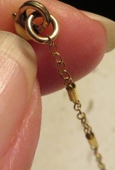 Vintage Gold Tone Dainty Tube Station Necklace Spring Ring Clasp 16-19″ Adj Unbr