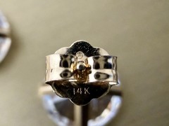 Vintage 14K Yellow Gold 8.09mm Round Brilliant Solitaire Stud Earrings 1.69g CE