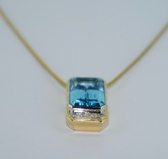 10.8CT Aquamarine Diamond 18K & 14K Necklace With Chain