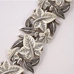 1950’s Marcel Boucher Silver Glass Garden Ivy Leaf Necklace