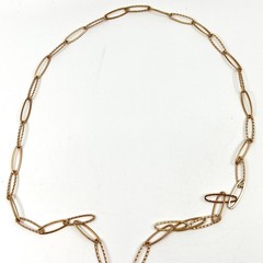 VTG Gold Tone Teardrop Floating Locket Necklace Crystal Accent Paperclip Chain