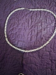 Clear Bohemian Crystal Beaded Necklace. Art Deco or mid-century jewelry