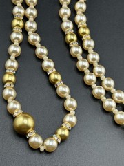 Kenneth Jay Lane KJL Faux Pearls & Rhinestones 56in Necklace