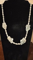Vintage Sunwest Silver Prehnite & Epidote Carved Necklace