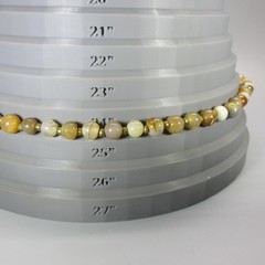 Vintage Stone Bead Necklace Gold Tone 24 Inch