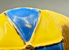 Rare J.M. Fisher Sterling Silver Enamel Jockey Cap Charm Blue Yellow Horse Racin