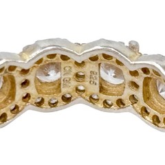 Sterling Silver 925 Gold-Tone Cubic Zirconia Eternity Wedding Band | Size 7