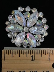 VTG Brooch Aurora Borealis Crystal Rhinestones Starburst Flower statement