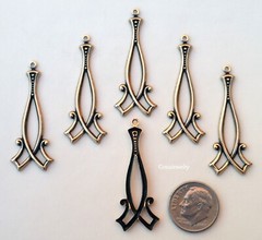 #3499 ANTIQUED GOLD OPEN CELTIC RENAISSANCE DROP W/TOP HANG RING – 6 Pc Lot