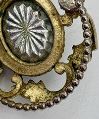Vintage Gold Tone Oval Watermelon Rivoli Pendant Unmarked
