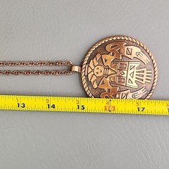 Vintage Copper Bell Kachina Pendant Necklace 29″ Large Round 2 5/8″