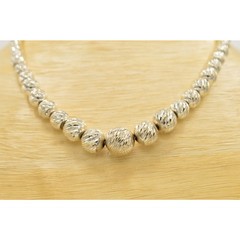 Vintage Statement Collar Necklace Chain Beaded Silver Non-Magnetic Metallic BinM