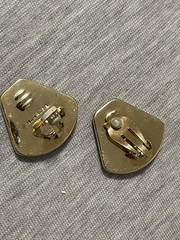 Hermès Vintage Enamel Clip-On Earrings Red with Tribal Figure Design Gold Tone