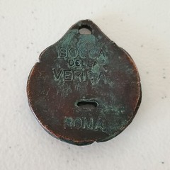RARE Vintage Bocca Della Verita Bronze? Keychain Charm Pendant Coin 74 Grams