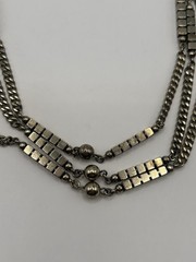 Vintage MONET Necklace Retro MCM 3 Strand Silver Toned Statement Layered Signed