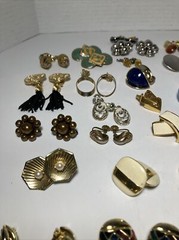 Vtg Lot of 54 Gold Tone Clip On & Screw Back Earrings Bergere Monet Trifari Etc