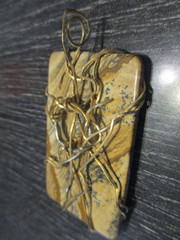 Modern Artisan Huge African Queen Picture Jasper Landscape 2-1/2″X1-3/8″Pendant