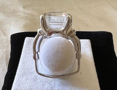 1960s Vintage VENDOME adjustable cocktail ring, w/ clear glass emerald-cut stone