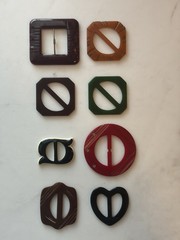 Lot of 8 Vintage 1930s Art Deco Bakelite Catalin Belt Buckles Scarf Slides⁠