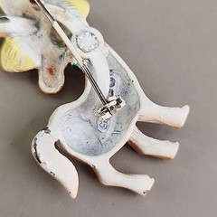 Vintage Enamel Horse Brooch Lot of 2 Brown Donkey With Hat 1 – 1 .75″