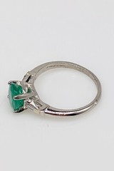 Vintage 1950s $4000 2.30ct Colombian Emerald Diamond Platinum Wedding Ring 6g