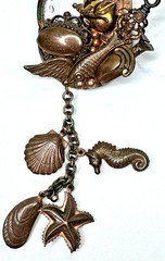 Steampunk Frog Brooch Pin Watch Face Starfish Nautical Dangle Bronze Maximal Art