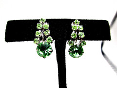 10 Pairs Vintage Fx Turquoise Rhinestone Crystal Screw Back Earrings Lot 925