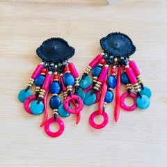 VTG 80s Over the Top Neon Abstract Earrings Dangle Pierced Statement Lucite Rare