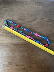 Vintage 1980’s Vibrant Multi-color Beaded Lucite or Acrylic Resin Necklace