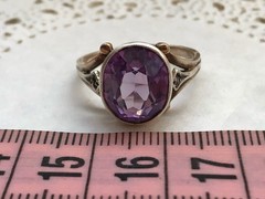 Estate Gems Vintage Soviet Jewelry Ring Amethyst Sterling Silver 875 USSR Size 8