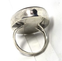Landscape picture Jasper large split shank vintage sterling silver ring size 8