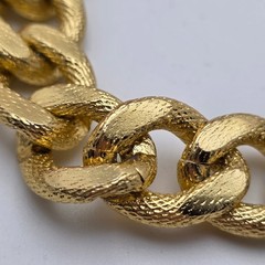 Vintage Gold Tone Textured Curb Chain Necklace Set Chunky Y2K Runway 26 In