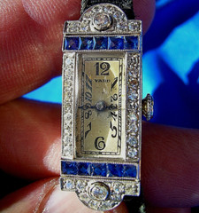ORIGINAL Art Deco Raymond YARD Antique Diamond Sapphire Platinum Gatby era Watch