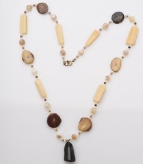 Vintage Polished Bone and Buffalo Horn Necklace