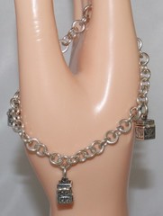 Vintage Sterling Silver Triple Prayer Box Charm Bracelet 7 inches 15 grams