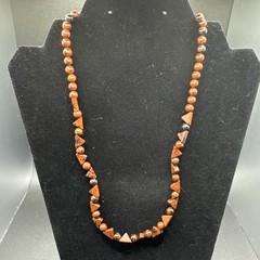 Vintage Brown and Black Beaded Necklace On 925 Closure