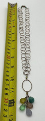 Delicate Sterling Silver Round Link Lavaliere Necklace Glass Dangles Vintage
